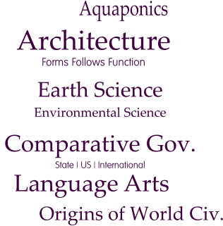 ArchitectureForms Follows Function Language Arts    Comparative Gov.State | US | International Origins of World Civ.   Earth Science Environmental Science  Aquaponics